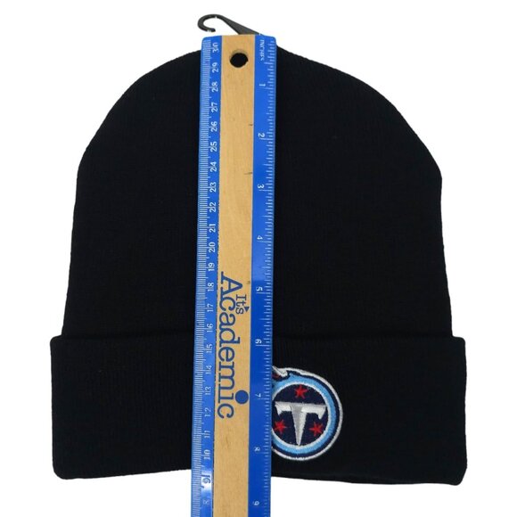 Tennessee Titans Embroidered Patch Cuffed Knit Beanie OSFM Cap Faux Fur Lined - Picture 7 of 8